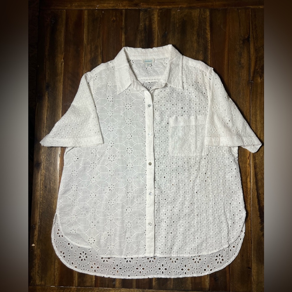 Sundance floral lace button up